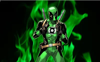 Vibrant Deadpool Wallpaper Abstract Wallpaper 4K 1680x1050 Hd, Desktop, Wallpaper, Featuring, Deadpool, In, A, Green, Lantern, Costume, Poised, Swords, Brown, Ultrawide