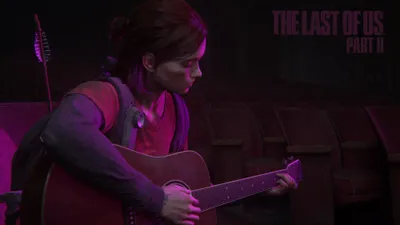 Ellie Last Part Playing Black/Dark Wallpaper 4K 3840x2160 Ellie, From, The, Last, Of, Us, Part, Ii, Playing, Guitar, Dark, Theater, Brown, Ultrawide, 4k