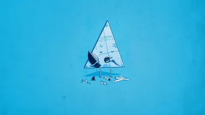 Minimalist Blue Simple Minimal Wallpaper 4K 1920x1080 Minimalist, Blue, Hd, Pc, Desktop, Wallpaper, And, Background, Simple, Funny, Triangular, Paper-sail, Pink, Yellow, Ultrawide, Full HD