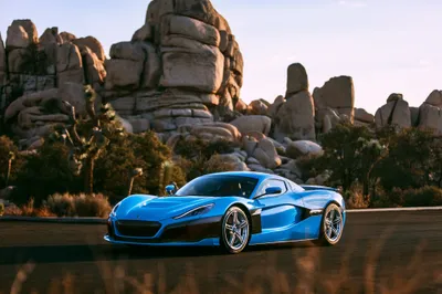 Blue Rimac Nevera Supercar Cars Wallpaper 4K 4096x2731 A, Blue, Rimac, Nevera, Supercar, Parked, On, Road, Rocky, Formations, Captured, Ultra, White, Landscape, 4k