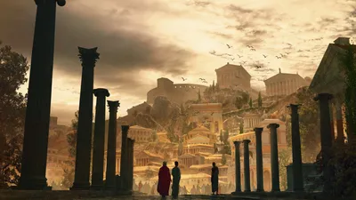 Depicting Fantasy City Inspired Nature Wallpaper 4K 1920x1080 Hd, Pc, Desktop, Wallpaper, Depicting, A, Fantasy, City, Inspired, Ancient, Rome, Featuring, White, Ultrawide, Full HD