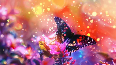 Vibrant Vibrant Wallpaper Abstract Wallpaper 4K 5824x3264 Hd, Desktop, Wallpaper, Featuring, A, Vibrant, Butterfly, On, Colorful, Flowers, Glittering, Bokeh, Purple, Orange, Red, Ultrawide, 4k