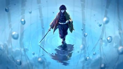 Golden Giyuu Wallpaper Abstract Wallpaper 4K 1920x1080 Giyuu, Tomioka, From, Demon, Slayer, Kimetsu, No, Yaiba, Stands, Sword, Serene, Gray, Ultrawide, Full HD