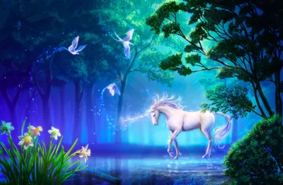 Moody Fantasy Wallpaper Animals Wallpaper 4K 2000x1310 Hd, Desktop, Wallpaper:, Featuring, A, Fantasy, Scene, Of, Unicorn, Standing, Beside, Pond, Brown, White, Ultrawide, Full HD