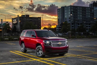 Dreamy Red Wallpaper World Wallpaper 4K 3600x2400 Red, Chevrolet, Tahoe, Suv, Parked, In, An, Urban, Lot, Sunset, Buildings, Featured, Gray, Landscape, QHD