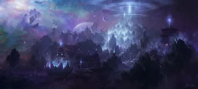 Sci Landscape Ethereal Mountains Nature Wallpaper 4K 1920x858 A, Stunning, Sci‑fi, Landscape, Featuring, Ethereal, Mountains, And, Glowing, Structures, Under, Cosmic, Brown, Gray, Ultrawide, Full HD