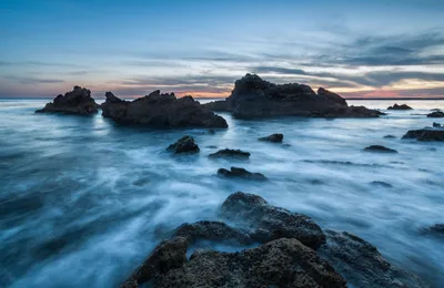 Calm Serene Wallpaper Nature Wallpaper 4K 2048x1334 A, Serene, Ocean, Scene, At, Dusk, Featuring, Smooth, Waves, Gently, Caressing, Rugged, Gray, Ultrawide, Full HD