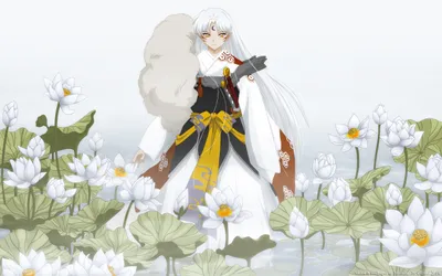 Bright Inuyasha Wallpaper Nature Wallpaper 4K 2560x1600 Inuyasha, Stands, Amidst, White, Lotus, Flowers, Exuding, A, Serene, Presence, Anime, His, Ultrawide, QHD