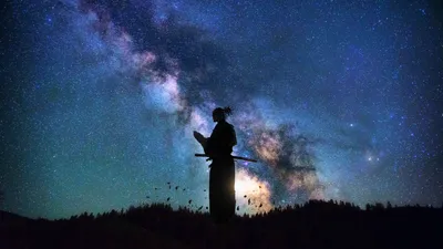Miyamoto Musashi Vansgago Space Wallpaper 4K 2560x1440 Hd, Desktop, Wallpaper, Featuring, Miyamoto, Musashi, From, Vansgago, Stands, Against, Stunning, Night, Black, Ultrawide, QHD