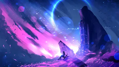 Fantasy Anime Original Ethereal Landscapes Fantasy Wallpaper 4K 1920x1080 Fantasy, Anime, Hd, Desktop, Wallpaper, Featuring, An, Original, Artwork, Ethereal, Landscapes, Vibrant, Black, Blue, Ultrawide, Full HD