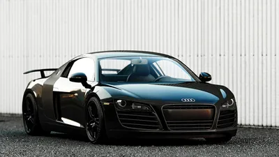 Sleek Black Supercar Showcases Its Cars Wallpaper 4K 1920x1080 A, Sleek, Black, Audi, R8, Supercar, Showcases, Its, Stunning, Design, Parked, Against, White, Ultrawide, Full HD