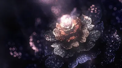 Abstract Fractal Flower Glowing Petals Black/Dark Wallpaper 4K 1920x1080 Hd, Pc, Desktop, Wallpaper, Featuring, An, Abstract, Fractal, Flower, Glowing, Intricate, Petals, White, Gray, Ultrawide, Full HD