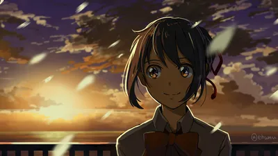 Anime Mitsuha Miyamizu Your Nature Wallpaper 4K 2560x1440 Hd, Anime, Desktop, Wallpaper, Featuring, Mitsuha, Miyamizu, From, Your, Name, Against, Dramatic, Purple, White, Ultrawide, QHD