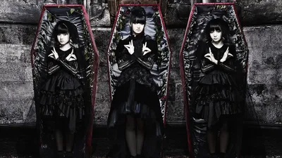 Three Japanese Metal Idols Dark Black/Dark Wallpaper 4K 1920x1080 Three, Japanese, Metal, Idols, In, Dark, Layered, Outfits, Pose, Inside, Ornate, Coffins, Brown, Gray, Black, Ultrawide, Full HD
