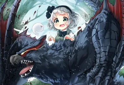 Youmu Konpaku Touhou Monster Abstract Wallpaper 4K 2456x1700 Youmu, Konpaku, Touhou, Monster, Hunter, Anime, Crossover, Hd, Desktop, White, Landscape, Full HD