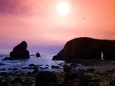 Serene Serene Wallpaper Nature Wallpaper 4K 1600x1200 A, Serene, Sunrise, Illuminates, Rocky, Coastline, With, Lone, Bird, Soaring, Above, Tranquil, White, Landscape