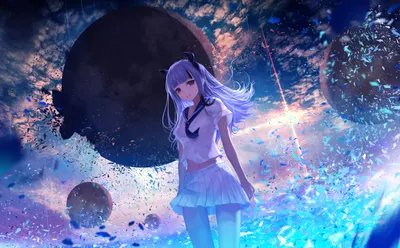 Anime Girl Long Space Wallpaper 4K 1920x1189 Hd, Desktop, Wallpaper, Featuring, An, Anime, Girl, With, Long, Silver, Hair, White, Gray, Ultrawide, Full HD