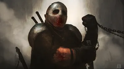 Dark Warrior Clad Heavy Armor Black/Dark Wallpaper 4K 1920x1080 Dark, Warrior, Clad, In, Heavy, Armor, With, A, Masked, Face, Holding, Chains, White, Ultrawide, Full HD