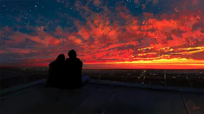 Silhouetted Couple Vibrant City Sunset Nature Wallpaper 4K 1920x1080 Silhouetted, Couple, Against, A, Vibrant, City, Sunset, With, Dramatic, Clouds, Creating, Artistic, Brown, Ultrawide, Full HD