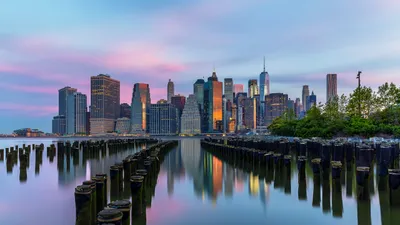 Dark Manhattan Wallpaper World Wallpaper 4K 5120x2880 5k, Ultra, Hd, Pc, Desktop, Wallpaper, Manhattan, New, York, City, Skyline, Dusk, Gray, Pink, Ultrawide, 4k