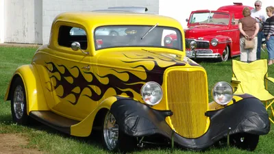 Vivid Vintage Wallpaper Cars Wallpaper 4K 2560x1440 Hd, Pc, Desktop, Wallpaper, Featuring, A, Vintage, Yellow, Car, Black, Flames, Classic, White, Brown, Ultrawide, QHD
