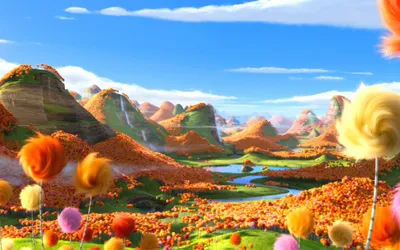 Vibrant Landscape Movie Lorax Nature Wallpaper 4K 2880x1800 Vibrant, Landscape, From, The, Movie, Lorax, Featuring, Rolling, Hills, Colorful, Trees, Clear, Pink, Yellow, Ultrawide, QHD