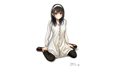 Vibrant Anime Wallpaper Black/Dark Wallpaper 4K 1920x1080 Anime-style, Original, Character, With, Black, Hair, And, A, Gentle, Smile, Seated, Relaxed, White, Gray, Ultrawide, Full HD