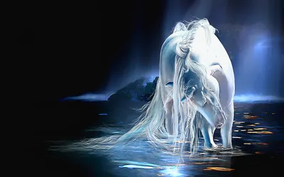 Close Magnificent Unicorn Fantasy Wallpaper 4K 1920x1200 A, Close-up, Of, Magnificent, Unicorn, Gracefully, Standing, Shimmering, Water, Surrounded, Fantasy, Atmosphere, White, Gray, Ultrawide, Full HD