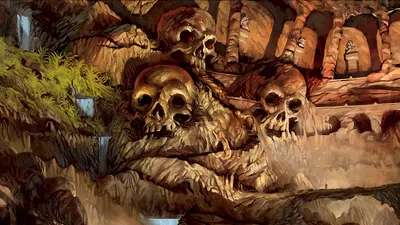 Dark Fantasy Depicting Giant Skulls Nature Wallpaper 4K 1920x1080 Dark, Fantasy, Hd, Pc, Wallpaper, Depicting, Giant, Skulls, Embedded, Rocky, Eerie, Landscape, Brown, Ultrawide, Full HD