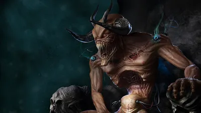 Dark Menacing Demon Black/Dark Wallpaper 4K 1920x1080 Hd, Pc, Desktop, Wallpaper, Featuring, A, Dark, Menacing, Demon, Large, Curved, Horns, Brown, Ultrawide, Full HD