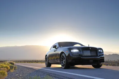 Sleek Black Rolls Royce Wraith Black/Dark Wallpaper 4K 4096x2731 A, Sleek, Black, Rolls-royce, Wraith, Parked, On, Scenic, Road, Sunset, Backdrop, Captured, White, Gray, Landscape, 4k