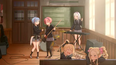 Characters Zero Classroom Abstract Wallpaper 4K 2560x1440 Hd, Desktop, Wallpaper, Featuring, Characters, From, (re:zero), And, Zero, K-on!, Classroom, Setting, Gray, White, Ultrawide, QHD