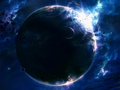 Epic Sci Wallpaper Space Wallpaper 4K 1600x1200 Hd, Wallpaper, Showing, A, Striking, Sci‑fi, Scene, With, Large, Dark, Planet, Smaller, White, Landscape
