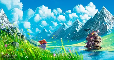 Serene Howl Wallpaper Nature Wallpaper 4K 1920x1004 Hd, Wallpaper, Featuring, Howl's, Moving, Castle, Amidst, A, Howl, 039, Vibrant, Landscape, Pink, Yellow, Green, Ultrawide, Full HD