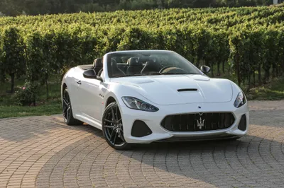 White Grancabrio Supercar Grand Cars Wallpaper 4K 4096x2731 White, Maserati, Grancabrio, Supercar, Grand, Tourer, Cabriolet, Parked, Curved, Brick, Driveway, Lush, Gray, Landscape, 4k