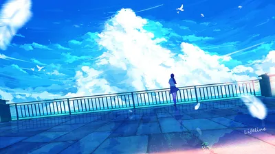 Anime Depicting Bright Nature Wallpaper 4K 1920x1080 Anime-style, Hd, Pc, Desktop, Wallpaper, Depicting, A, Bright, Sky, Fluffy, Clouds, Birds, White, Red, Ultrawide, Full HD