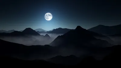 Moonlit Night Fog Covered Mountains Nature Wallpaper 4K 1920x1080 A, Stunning, Hd, Desktop, Wallpaper, Of, Moonlit, Night, Over, Fog-covered, Mountains, Nature, Gray, Brown, Ultrawide, Full HD
