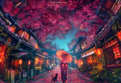 Anime Depicting Serene Street Animals Wallpaper 4K 1972x1350 Anime-style, Hd, Wallpaper, Depicting, A, Serene, Street, Lined, Cherry, Blossom, Trees, Person, Gray, Brown, Landscape, Full HD