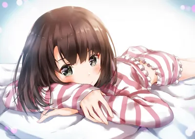 Anime Original Girl Brown Hair Abstract Wallpaper 4K 1920x1373 Anime-style, Original, Artwork, Of, A, Girl, With, Brown, Hair, Green, Eyes, Lying, White, Landscape, Full HD