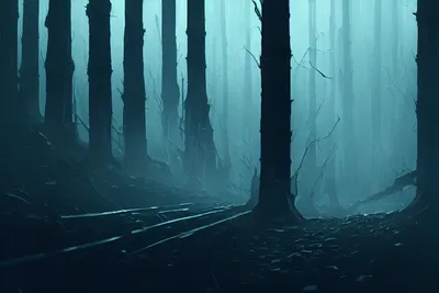 Calm Dark Wallpaper Nature Wallpaper 4K 2304x1536 Dark, Misty, Forest, Concept, Ai, Art, Environment, Digital, Tall, Silhouetted, Trees, Brown, White, Gray, Landscape, Full HD