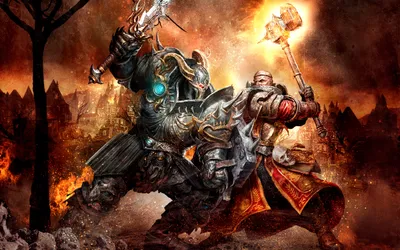 Vibrant Warhammer Wallpaper Abstract Wallpaper 4K 2560x1600 Hd, Desktop, Wallpaper, Of, Warhammer, Online, Age:, Reckoning, Depicting, Two, Armored, Brown, Orange, Ultrawide, QHD