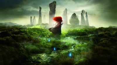 Dreamy Merida Wallpaper Nature Wallpaper 4K 1920x1080 Hd, Desktop, Wallpaper, Featuring, Merida, From, The, Movie, Brave, Standing, Mystical, Green, Gray, Ultrawide, Full HD