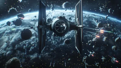 Fan Art Tie Fighter Space Wallpaper 4K 2912x1632 A, Striking, Hd, Fan, Art, Of, Tie, Fighter, Soaring, Through, Vibrant, Space, White, Ultrawide, QHD