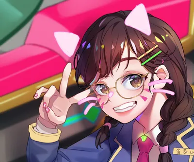 Overwatch Academy Booriboori Abstract Wallpaper 4K 1920x1600 Overwatch, D.va, Academy, By, Booriboori, Pink, Red, White, Square, Full HD