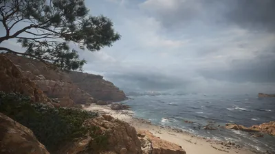 Rocky Coastline Sandy Nature Wallpaper 4K 1920x1080 Sea, View, Hd, Pc, Desktop, Wallpaper, And, Background, Rocky, Coastline, Sandy, Shore, Gray, Ultrawide, Full HD