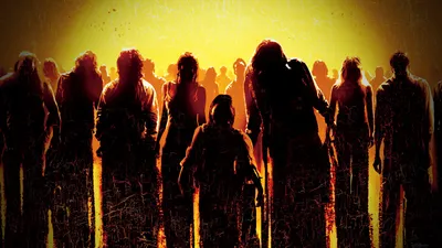 Dark Silhouetted Horde Zombies Backlit Black/Dark Wallpaper 4K 1920x1080 Dark, Silhouetted, Horde, Of, Zombies, Backlit, By, Yellow, Light, Dawn, Dead, 2004, Pink, Ultrawide, Full HD
