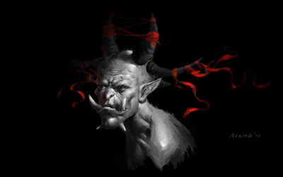 Dark Horned Pointed Eared Creature Black/Dark Wallpaper 4K 1920x1203 Dark, Hd, Pc, Desktop, Wallpaper, Of, A, Horned, Pointed-eared, Creature, Red, Ribbons, Gray, Ultrawide, Full HD