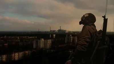 Dark Apocalyptic Lone Figure Black/Dark Wallpaper 4K 1920x1080 Dark, Apocalyptic, Hd, Pc, Desktop, Wallpaper, And, Background, Lone, Figure, Gas, Mask, Gray, Ultrawide, Full HD