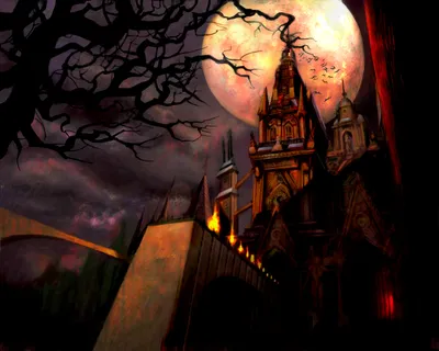 Dark Castle Silhouetted Glowing Black/Dark Wallpaper 4K 2560x2048 Hd, Desktop, Wallpaper, Featuring, A, Dark, Castle, Silhouetted, Against, Glowing, Full, Moon, White, Gray, Square, QHD