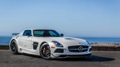 Bold White Wallpaper Nature Wallpaper 4K 4161x2341 White, Mercedes‑benz, Sls, Amg, Supercar, Parked, By, The, Ocean, Under, Clear, Blue, Gray, Pink, Ultrawide, 4k